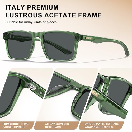 Image of CARFIA Retro Acetate Mens Sunglasses Polarized Classic Square Sun Glasses CA62162