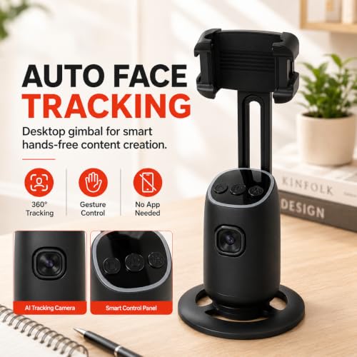 Image of AI Auto Face Tracking Tripod Stand with 360 Rotation, Gesture Control, No App Required, Smart Selfie Tripod Mount with AI, iPhone & Android, Vlogging - Live Streaming P05 By UNBREAKcable