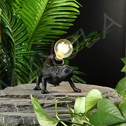 Image of MAYOLA Modern Chameleon Table Lamp,Desk lamp,Night Light,Wall Lamp, Resin Chameleon Lighting Fixture for Living Room, Bedroom, Office,Kids(Table Lamp, C-Black)