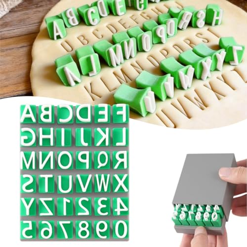 Alphabet Stamps Set for Clay Pottery - Polymer Clay Tools Uppercase and Lowercase Alphabet Number Symbols Small Press Fondant Embosser DIY Cookie Stamps (Uppercase Alphabet & Numbers)