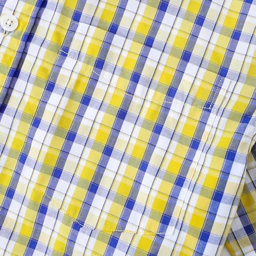 Image of Dubinik Mens Short Sleeve Button Down Shirts Soft Breathable Summer Vintage Regular Fit Lightweight Men's Casual Shirt