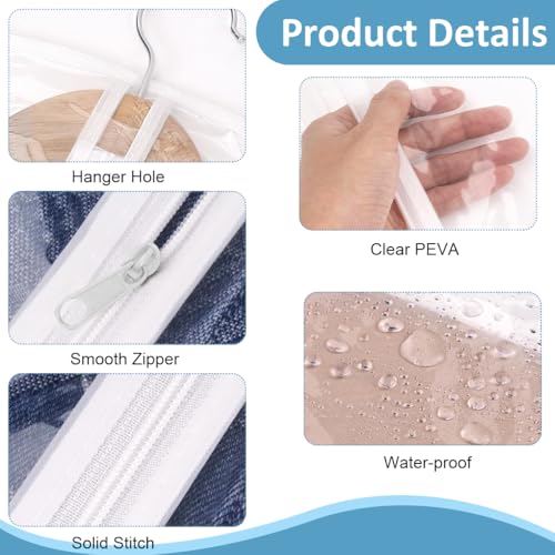 Image of HASTHIP 10 Pcs Clear Garment Bags 23.62x39.37in PEVA Zip Coat Covers