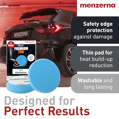 Image of menzerna 3.5 Inch 2X Premium Polishing Pads for WAXING Sealing & Protection I Body Repair Buffing & Polishing Pads with Safety Edge & Velcro Attachment I Washable & Long Lasting