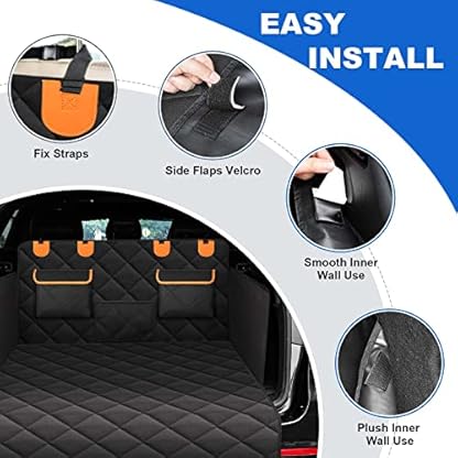 EasyHaWei 4-in-1 SUV Cargo Liner for Dogs, Non-Slip Water Resistant Pet Trunk Mat with Side Flaps Protector & Back Seat Organizer, Dog Backseat Cover for SUVs Vans（41" W x 76" L） - Image 5