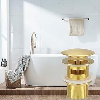 Brass Freestanding Tub Drain, Pop Up Freestanding Tub Drain Plug, Fits Most Freestanding Tub Drain Kits (Brushed Gold)