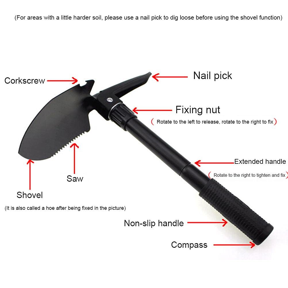 Mini Folding Camping Shovel, Lightweight Portable Small Tactical Survival Shovel, Military Entrenching Tool for Outdoor, Hiking, Digging, Backpacking, Car Emergency, Off Road