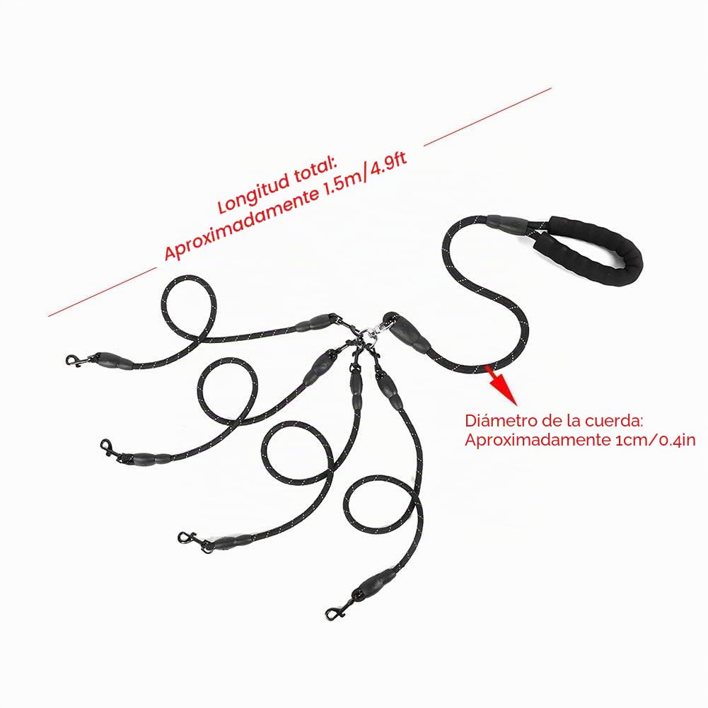 ciciglow Correas para Perros 4 en 1, Resistente Correa de Nylon de 4 vías con asa Acolchada, Cuerda de tracción Ajustable sin enredos giratoria de 360° para Perros y Gatos