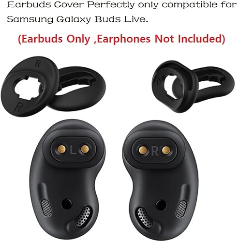 Miniatura 4 de 8 pares LS Galaxy Buds Live Ear Bud de repuesto, puntas de silicona para auriculares compatibles con Samsung Galaxy Buds Live, color negro