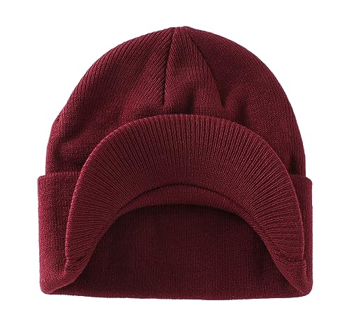 Image of Home Prefer Men's Winter Beanie Hat with Brim Warm Double Knit Cuff Beanie Cap Watch Radar Hat