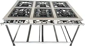 Fogão Industrial 6 Bocas Duplas 30x30 P5 em Aço Inox