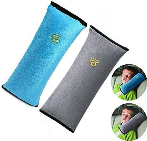 Auto Seat Belt Pillow Car Safety Belt Protect,Shoulder Pad,Adjust Vehicle Seat Belt Cushion for Children,Kids Seatbelt Pillow 2 Packs (Gray,Blue)