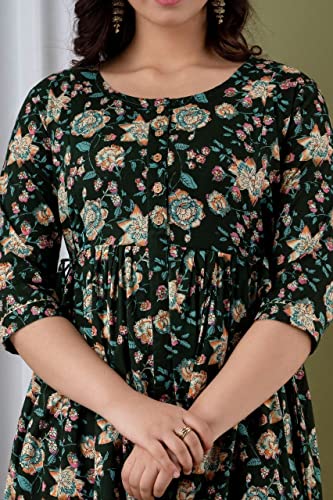Image of Women's Cotton Floral Printed Anarkali Maternity Feeding Kurti
