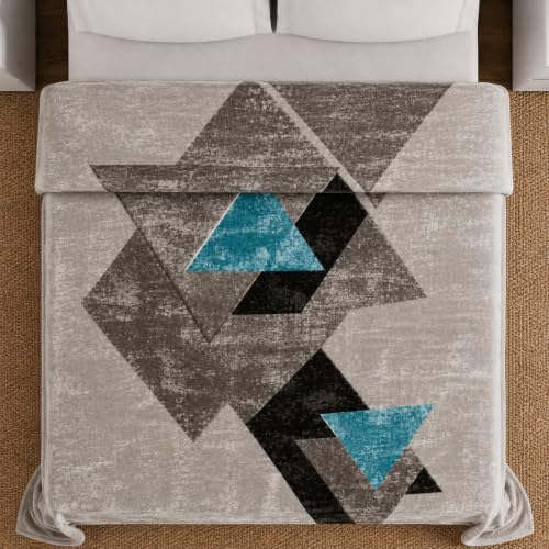 Image of Signature All Season Double Bed Blanket | Super Soft Plush, Lightweight & Cozy | 220 x 240 cm | 2.5 kg | Multi-Color Vibrant Print | Ideal for Winter, AC Use & Gifting (Aqua Grey)