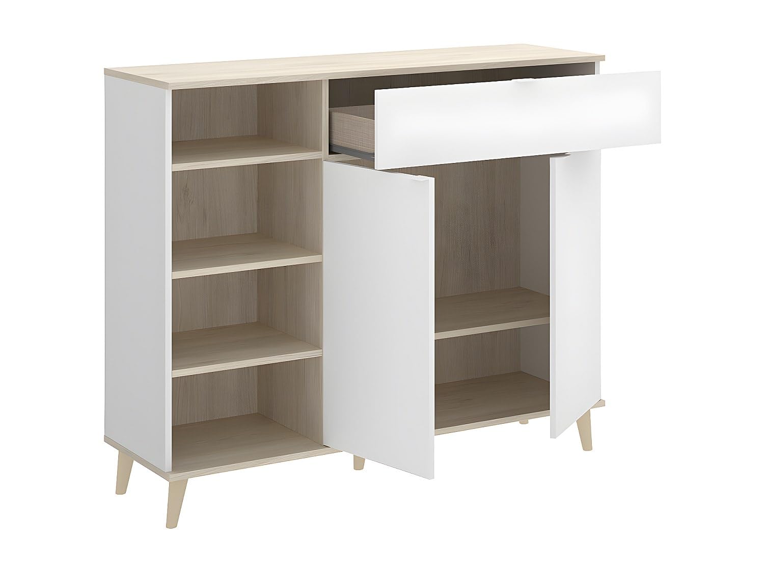 DEKIT GRUPO RIMOBEL - DEKIT Mueble Auxiliar de cocina, color Blanco/Natural, 102x120x40 cm, WOK