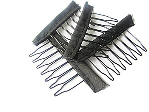 12Pcs Stainless Steel Black Small Wig Comb Clips Best for Your Lace Wig Cap (small)