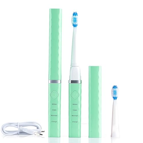 Miniatura 2 de Pop Sonic Cepillo de dientes USB Charge Anywhere (verde) Paquete de 2 cabezales de repuesto - Cepillo de dientes recargable con hasta 40,000 trazos