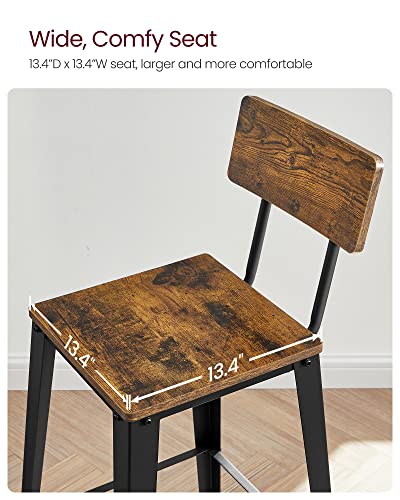 Vasagle Set Of 2 Bar Stools, Bar Height Stools, Tall Bar Stools With Back, Bar Chairs, Steel Frame, Industrial Style, Easy Assembly, Rustic Brown And Black Ulbc078B01 #TOP5