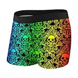 Herren Boxershorts Regenbogen Totenkopf Weiche Unterhose Stretch Boxershorts mit Tasche S-XXL, regenbogenfarben, XL