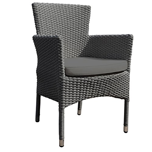 BrackenStyle Oasis Rattan Garden Chair - With Dark Grey Cushion - Outdoor Armchair Patio Seat - Stackable & Fully Assembled