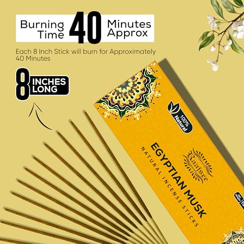 Image of Raajsee Egyptian Musk Incense Sticks 100 Gm Pack-100% Pure Organic Natural Hand Rolled Free from Chemicals-for Church,Aroma Therapy,Relaxation,Meditation & Sensual Therapy