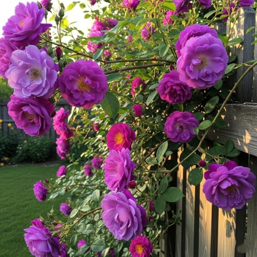 Image of Climbing Rose Hybrid Seeds Pack - Large Flowers- 70 Easy-to-Grow Seeds for Vibrant Blooms, Suitable for All Indian Climates (PURPLE)
