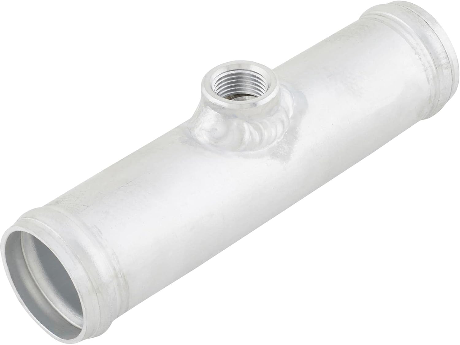 Speedway Motors Inline Fill Adapter for 1.5 Inch Radiator Hose with 3/8 Inch NPT Port, 6 Inch Aluminum Tube for Adding Temp Sender or Fitting Inline on Upper or Lower Coolant