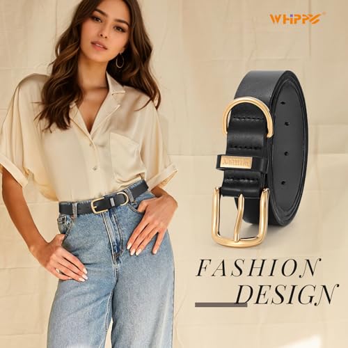 WHIPPY Women Leather Belt Fashion Ladies Waist Belt with Gold Buckle Casual Leather Belt for Jeans Pants Dresses2