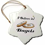 3dRose ORN_104754_1 I Believe in Bagels-Snowflake Ornament, Porcelain, 3-Inch