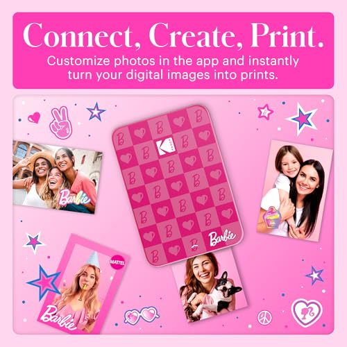 Image of Kodak x Barbie Instant Smartphone Portable Photo Printer, Full Color, Wireless, Zink 2x3 inch (5.1x7.5 cm) Sticky-Back Photos, Print from iOS & Android Devices with Fun Editing App, Iconic Style