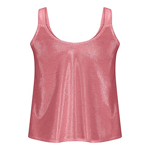 Girls Fashion Sequin Tank Tops Sparkle Shimmer Cami Vintage Disco Spaghetti Strap Sequin Camisole Bling Shirts Summer4