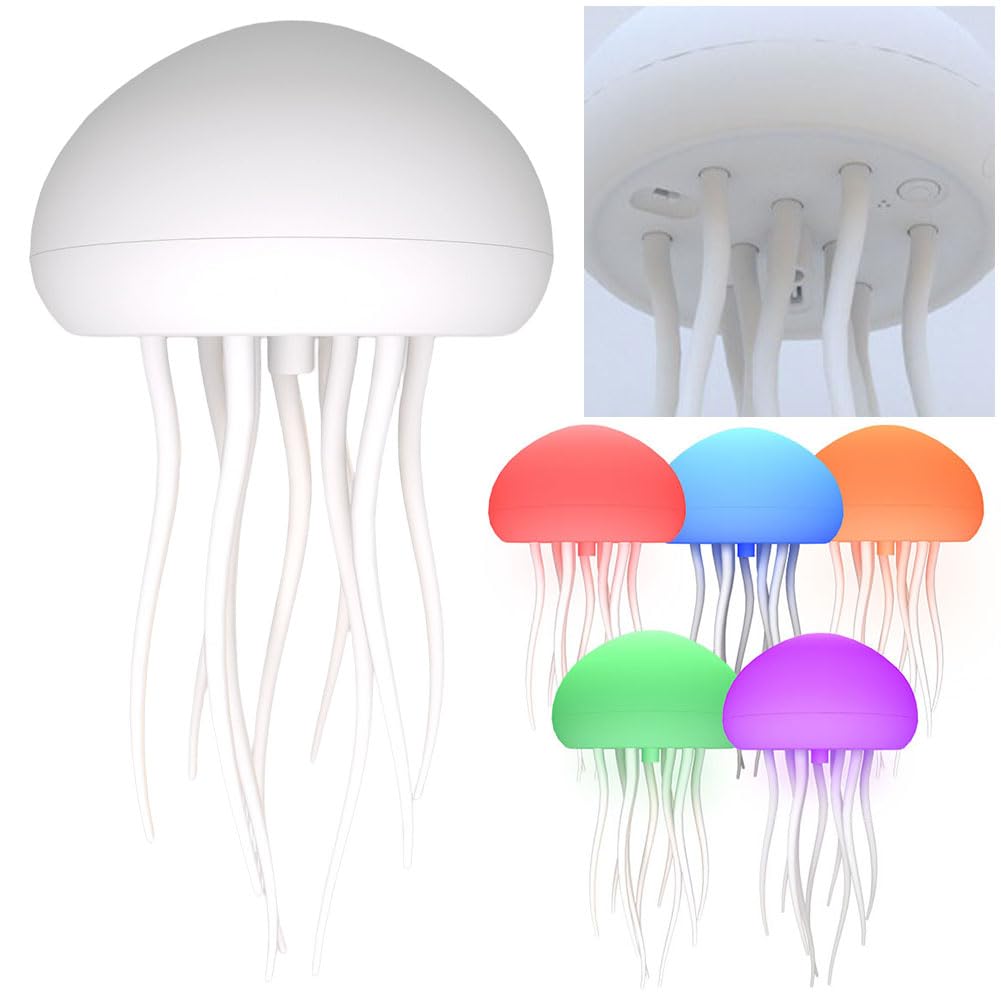 Jellyfish Lamp, LED Jellyfish Mood Light with 2 Modes, Voice Control Jellyfish Atmosphere Light with Dancing Legs RGB Gradient Jellyfish Bedside Lamp Rotating Tentacles Christmas Gifts(Hanging) — image 1