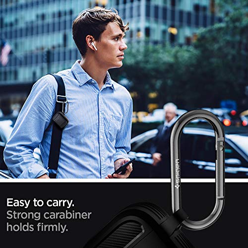 Spigen Rugged Armor Designed For Airpods Case Cover Protective Case With Keychain For Airpods 1 & 2 Case - Matte Black #TOP2