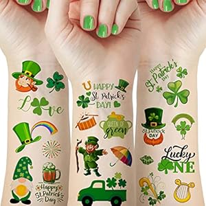 80pcsstpatricksdaytattoosdecorationsaccessories12sheetsshamrocktemporarytattoostickersforkidswomenirishstpatricksdayparadeandfavorspartydecorations Urban Country Home Decor 80pcs st patricks day tattoos decorations accessories 12 sheets shamrock temporary tattoo stickers for kids women irish st patricks day parade and favors party decorations urban country home decor