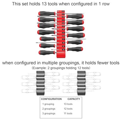 Image of Ernst Manufacturing Screwdriver Pro - Modular Screwdriver Organizer for 13 Tools with Anti-Slip Base, Black - Made in the USA