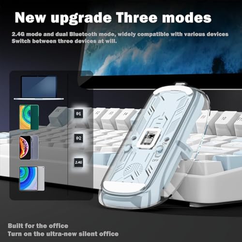 Image of COOLCOLD Rechargeable Wireless Mouse | Dual Mode 2.4GHz & Bluetooth | Silent Click, Transparent Body, RGB Lighting, Battery Indicator | Dual Bluetooth for Laptop, Mac, Windows PC & Computer