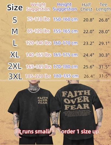 2 Packs Christian Faith Over Fe T Shirt for Men Oversized Tee Graphic Youth Acid Washed Baggy T-Shirt3