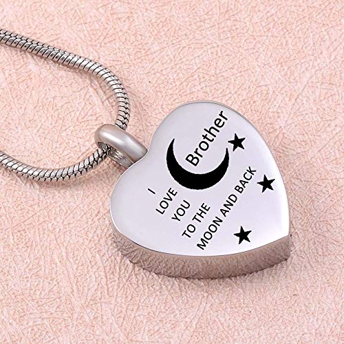 weikui I Love You to The Moon & Back Engraved Heart Cremation Necklace Ashes Keepsake Pendant Family Memorial Jewelry for Women/Men3
