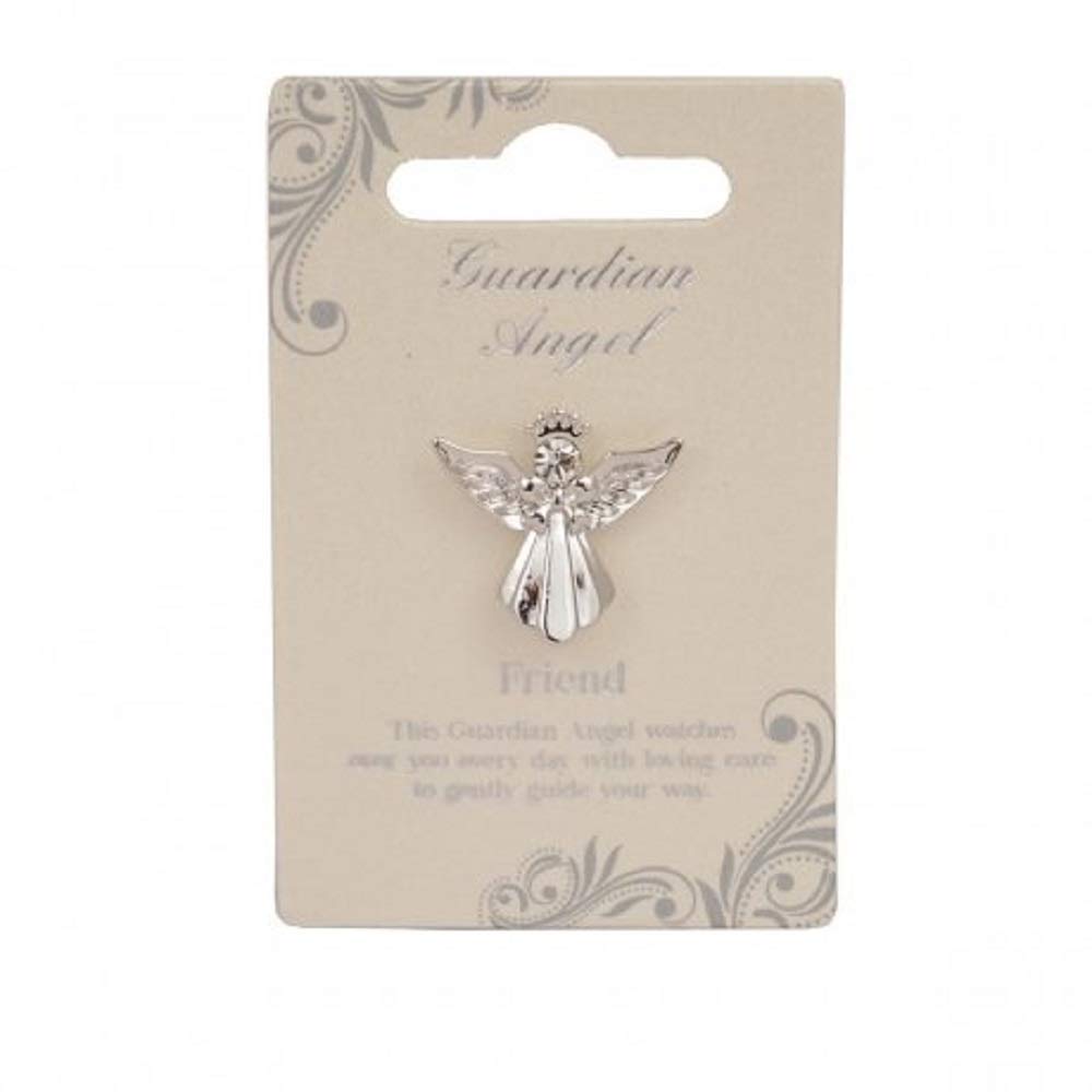 Guardian Angel Silver Finish Angel Badge Broach for Friendship | Lapel Pin with Rhinestone for Men & Women Suit Tuxedo Tie Hat | Gift For Bestfriend & Friendship Day