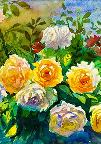 Txtains Watercolor Abstract Colorful Roses Flowers Spring Summer Art House Flag 28 X 40 Inch Double Sided Garden Yard Outdoor Banner Decor #TOP1