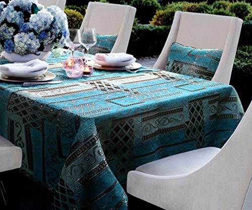 Table à manger avec nappe de style tableclotheuropean bleu haute qualité MU pour salon
