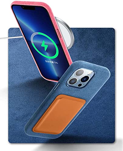 Coque Alcantara iPhone 14 Pro bleue : l'élégance d'une housse luxueuse au toucher incomparable