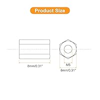 Vista 39 de uxcell Tuercas de acoplamiento M6 x 1 paso 0.787 in de longitud, 8 tuercas de acoplamiento de varilla hexagonal métrica de acero inoxidable 304
