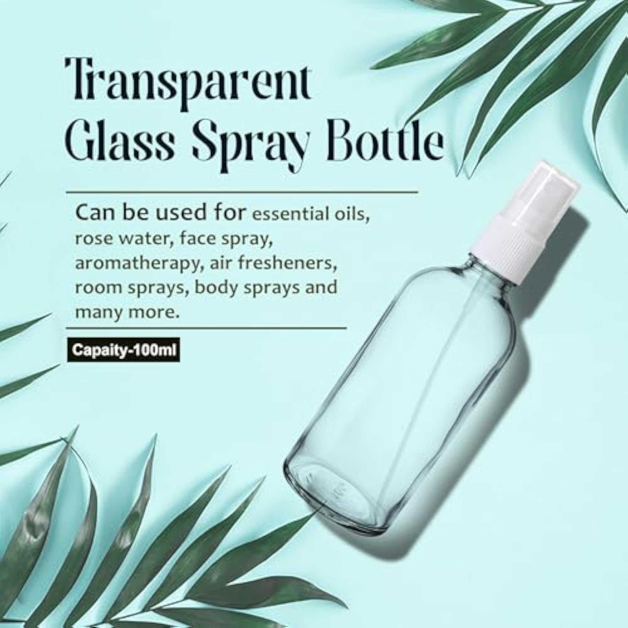 100 ml Clear Refillable Glass Bottles With Fine Mist Spray