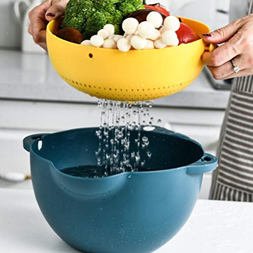 NICEXMAS Escorredor de Cozinha de Dupla Camada Tigela de Lavagem de Plástico E Cesto de Drenagem de