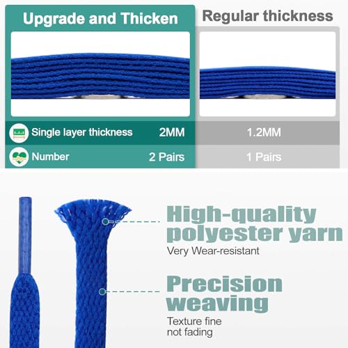 image for DELELE 2 Pair 24 inch Flat Shoe laces 5/16