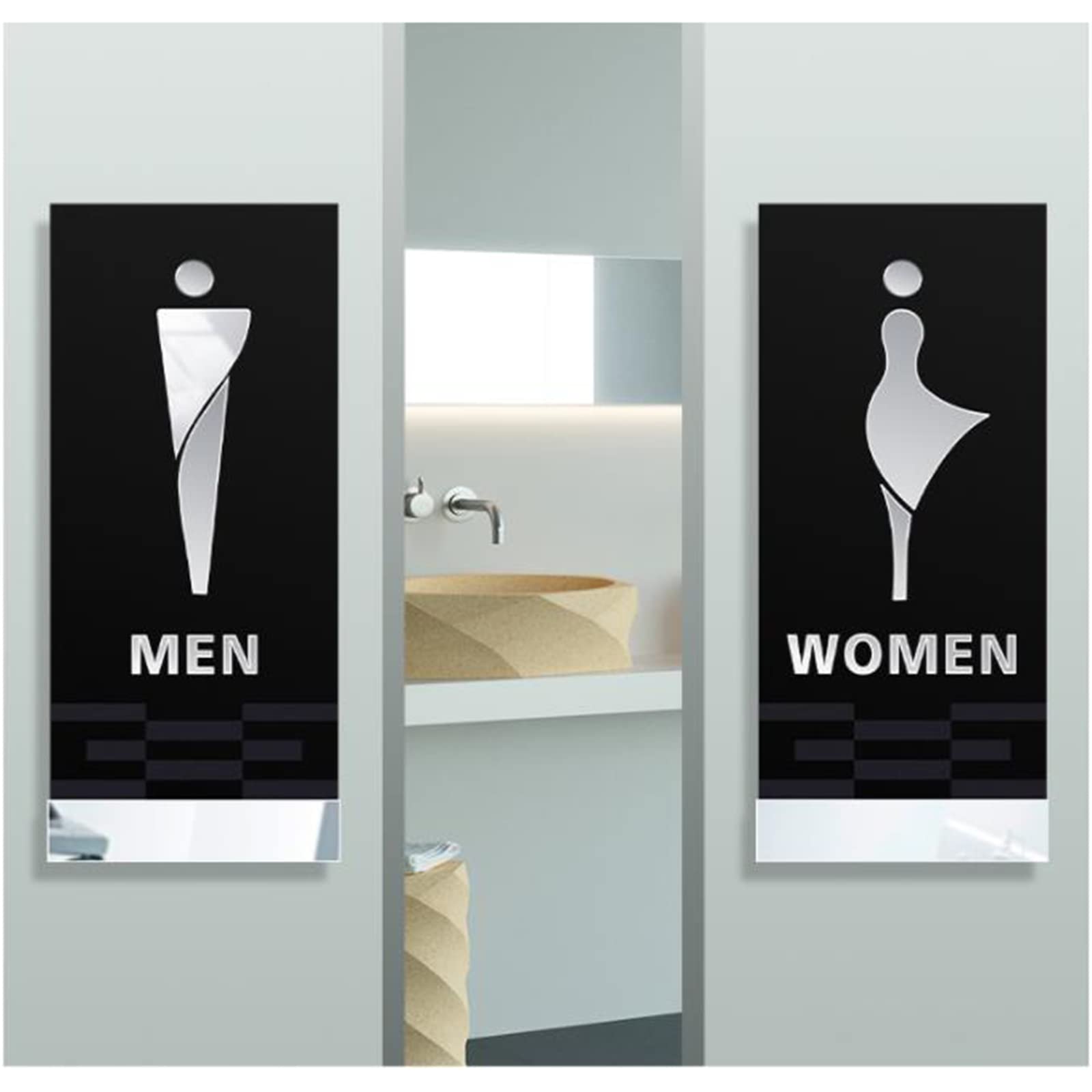 Cartello per i Servizi igienici, Cartelli for bagni Maschili e Femminili, Decorazioni murali for, Unisex in Acrilico 3D for, for uffici, aziende ristoranti(D)