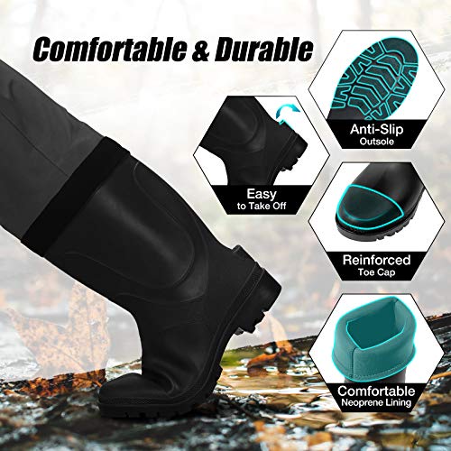 image for Piscifun BX Bootfoot Chest Waders,Breathable Chest Waders with Boots, 