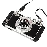 Black Lemon Emily in Paris Case for iPhone 5/5S 3D Vintage Camera Soft Silicone Case with Lanyard Long Removable Shockproof Protective Case Cover for Men Women Boys Girls Black