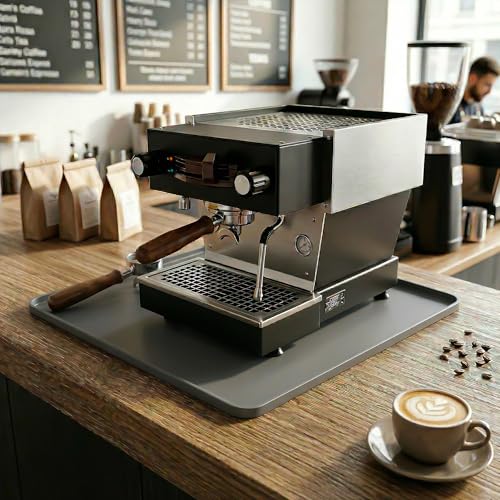 Image of ZJWZLG Silicone Coffee Mat for Countertop, 16x16 inch - Heat Resistant Espresso Machine Mat with Raised Edge, Non-Slip Waterproof Station Pad, Compact Coffee Bar & Kitchen Accessories - Grey