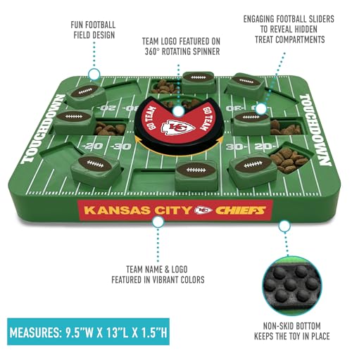 Image of Pets First NFL Kansas City Chiefs Large Puzzle Toy for Dogs, Slow Feeder Board for Pets, New Bigger Size, Interactive Doggie Treat Toy